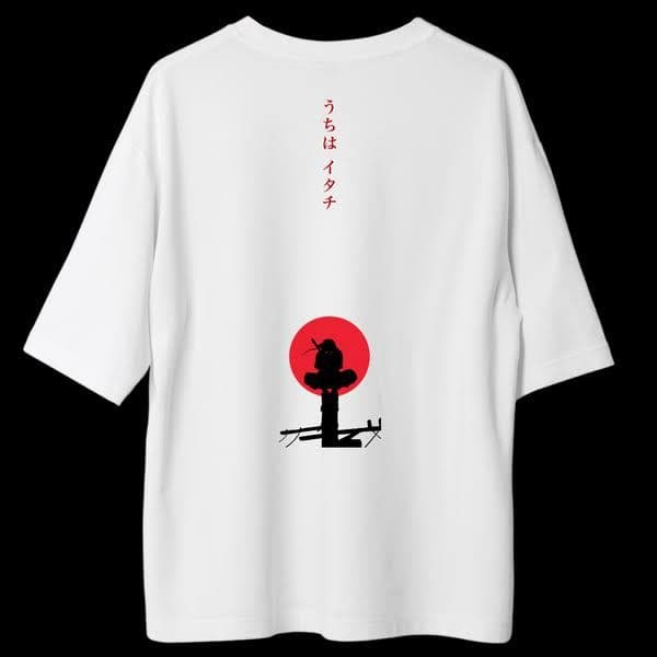 Red Moon Ninja Silhouette Tee – White
