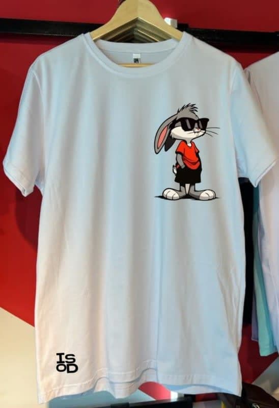 Cool Bunny Cartoon Tee – White