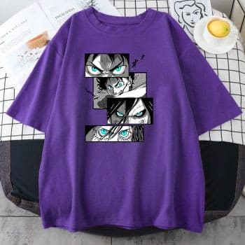 Anime Eyes Collage Graphic Tee – Purple
