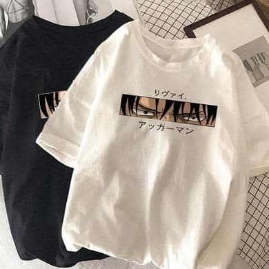 Anime Eyes Graphic Tee – Black & White"